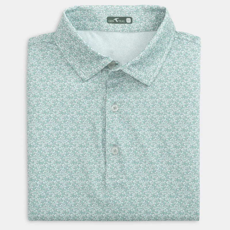 Green Plumeria Printed Performance Polo