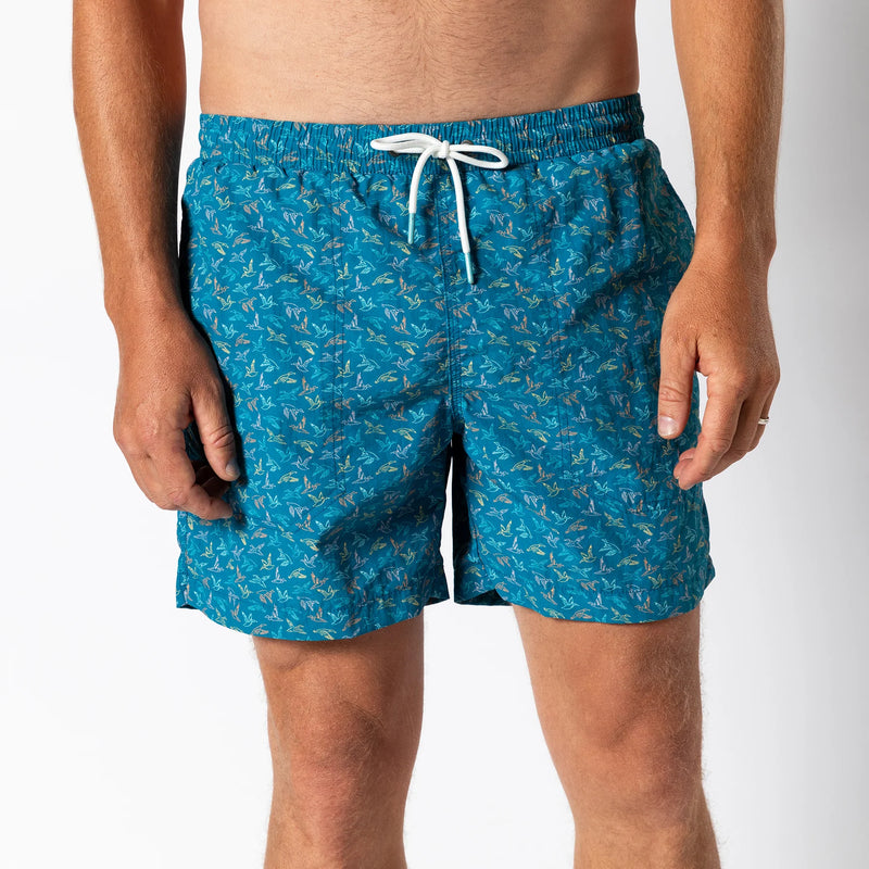 6" Print Sailport Swim Short Sail Blue