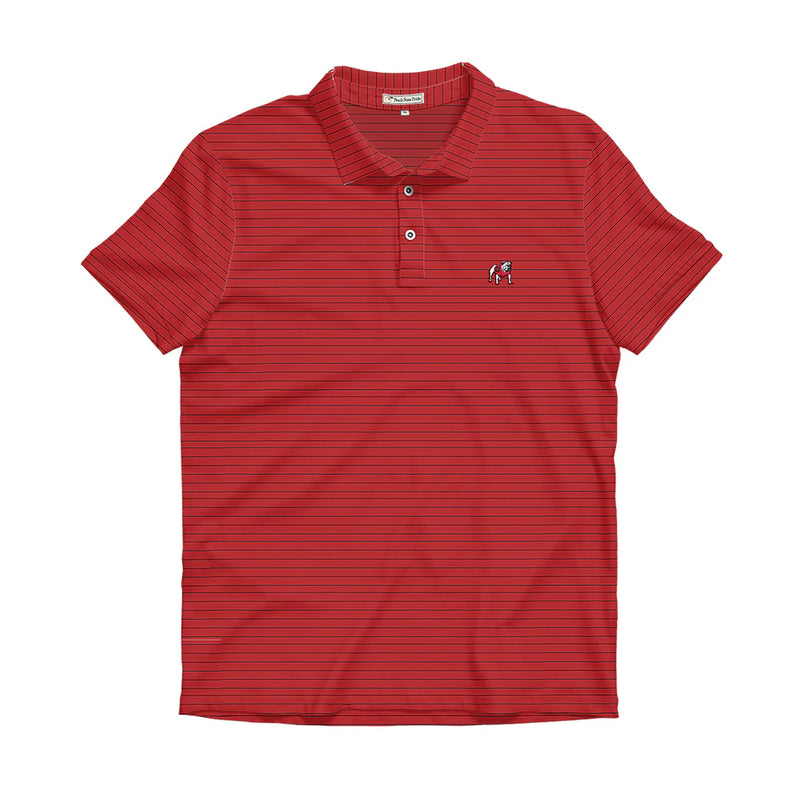 UGA STANDING DAWG RED & BLACK BETULA STRIPE PERFORMANCE POLO