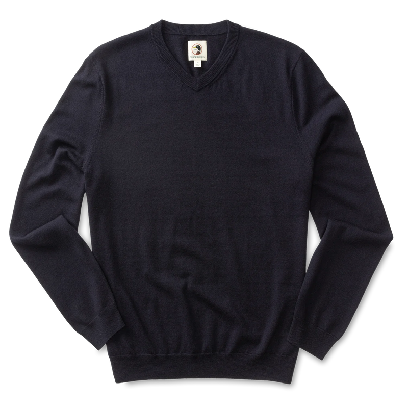 Buckley Merino V-Neck Sweater Navy