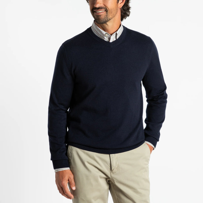 Buckley Merino V-Neck Sweater Navy