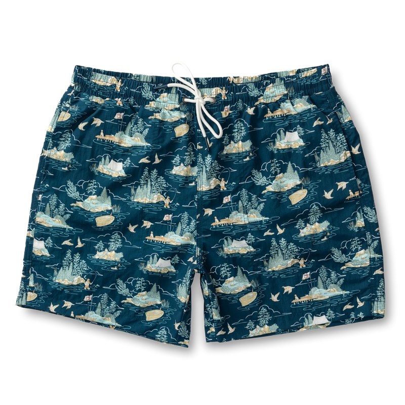 6" Print Sailport Swim Short Dark Indigo