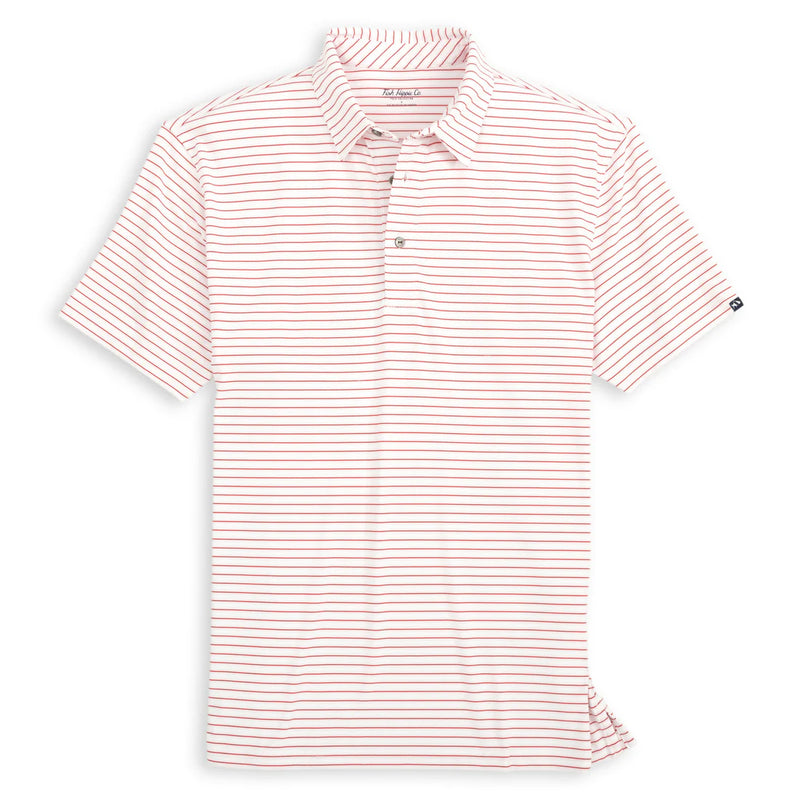 Knox Stripe Performance Polo Red