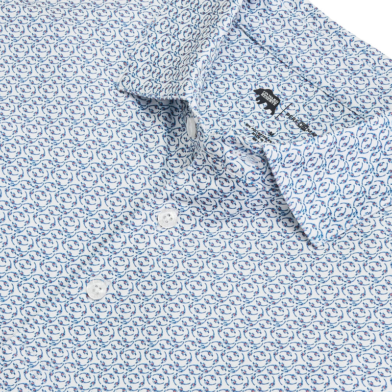 Bevy Printed Performance Polo - Antique White