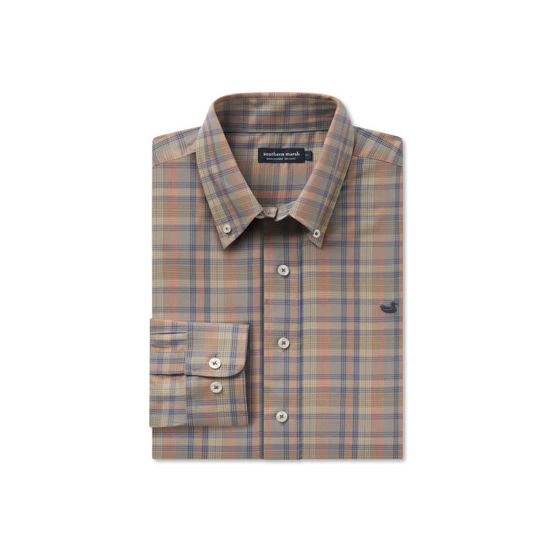 Benton Grid Dress Shirt Burnt Taupe