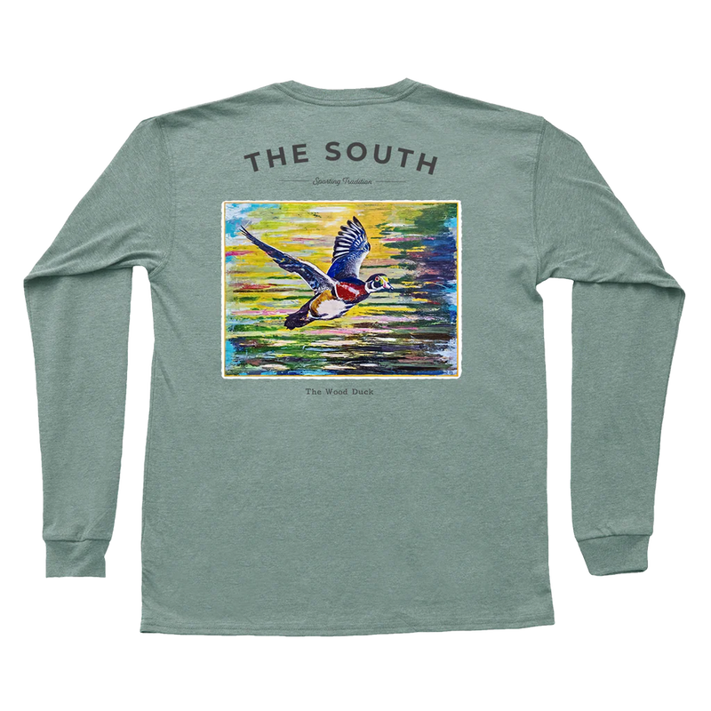 American Co Wood Duck Short Sleeve Pocket Tee - Heathered Sage