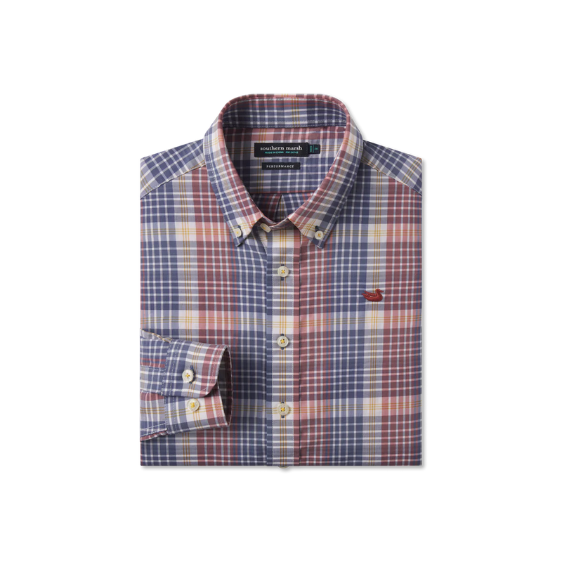 Youth Bayamon Performance Dress Shirt Slate with Burnt Red