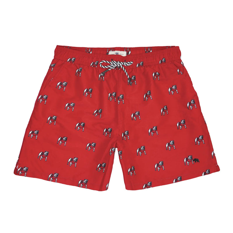 Standing Bulldog Swim Trunk - Red