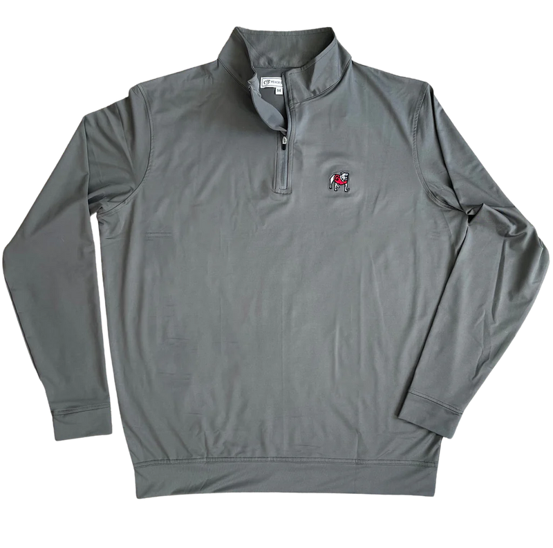 UGA Standing Dawg Heathered Loblolly 1/4 Zip Performance Pullover - Charcoal & White